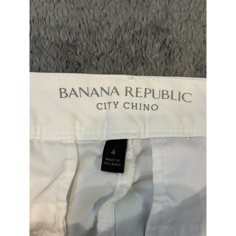 Banana Republic City Chino Pants Womens 4 Off White Cream Straight Leg Stretch